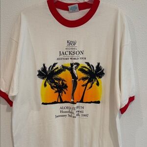 Michael Jackson History World Tour Ringer Tee - White with Red Trim
